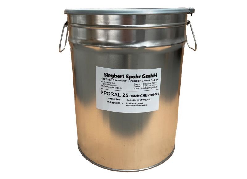 Single buckets of the high-performance release agent SPORAL25 from Siegbert Spohr GmbH for professional aluminum casting