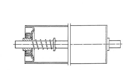 Technical drawing of a lightweight idler roller with labels