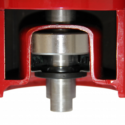Close-up view of the bearing and sealing system inside a conveyor roller type slt