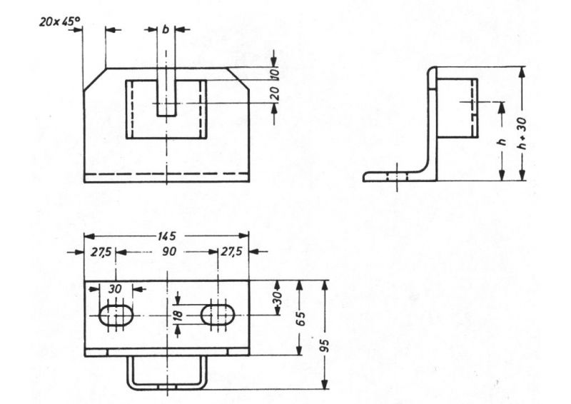 Technical dimensional drawing of a flat belt station with a single roller for un-troughed conveyor belts