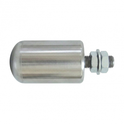 Plain steel vertical guide idler featuring a torispherical domed end to prevent conveyor belt edge damage during tracking