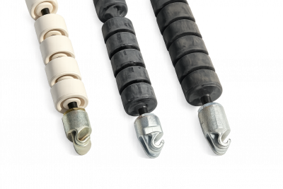 Selection of different elastic conveyor rollers