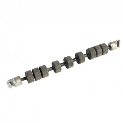 Elastic conveyor roller with shock-absorbing properties to reduce impact and wear on conveyor belts