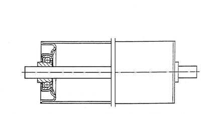 Technical drawing of a lightweight idler roller with labels
