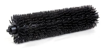 Ready-to-install cylindrical conveyor brush roller showing the full shaft and bristle body for belt cleaning systems