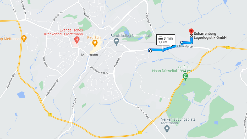 Routing instructions and map for trucks and logistics partners to the Spohr warehouse depot